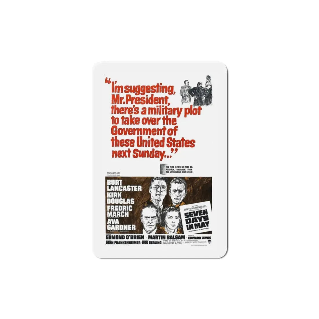 Seven Days in May 1964 Movie Poster Refrigerator Magnet 3 Inch - The Sticker Space