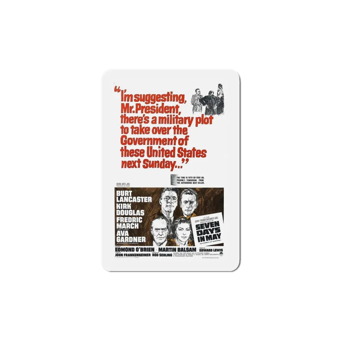 Seven Days in May 1964 Movie Poster Refrigerator Magnet 5 Inch - The Sticker Space