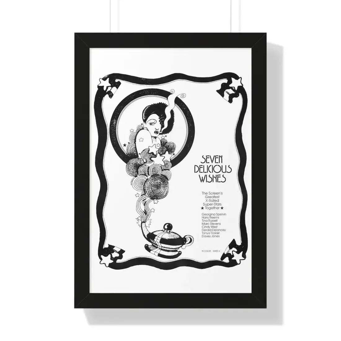 SEVEN DELICIOUS WISHES 1973 - Framed Movie Poster 16″ x 24″ Black - The Sticker Space