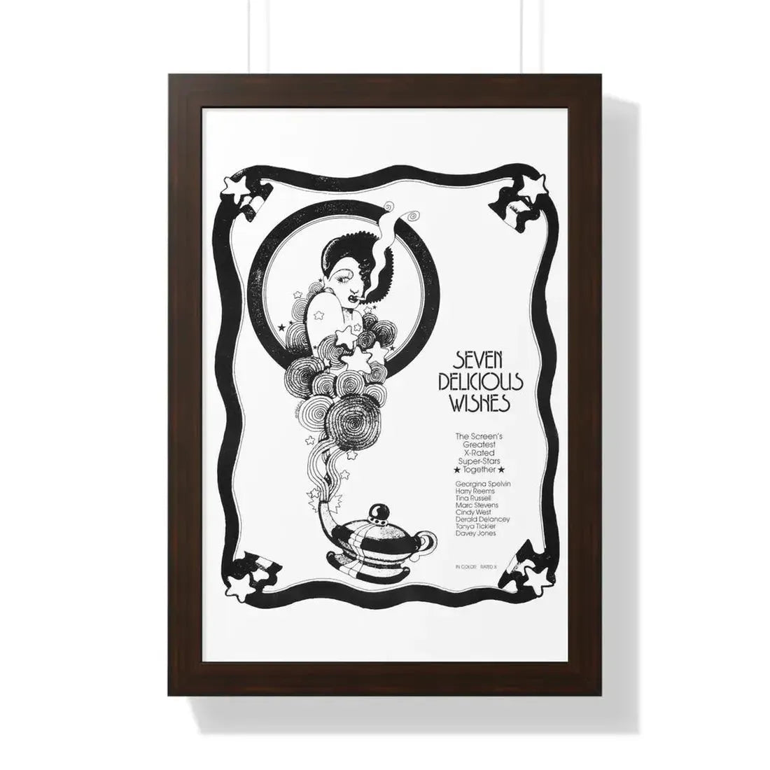 SEVEN DELICIOUS WISHES 1973 - Framed Movie Poster 16″ x 24″ Walnut - The Sticker Space
