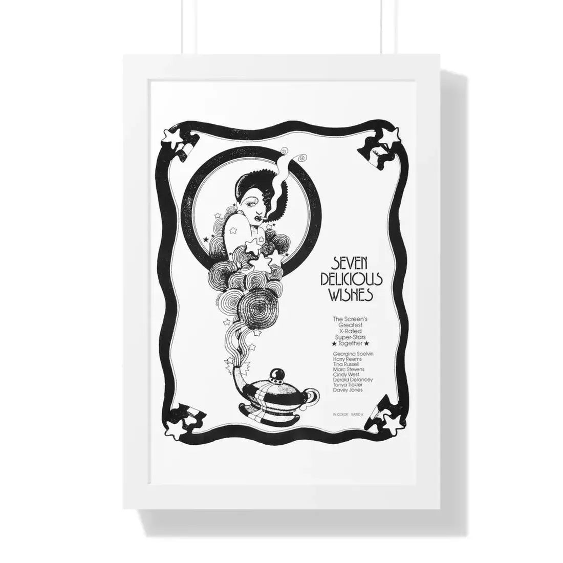 SEVEN DELICIOUS WISHES 1973 - Framed Movie Poster 16″ x 24″ White - The Sticker Space