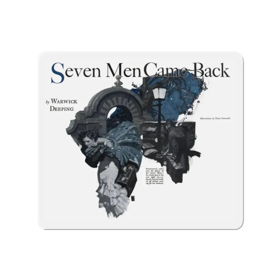 Seven Men Came Back (1), Cosmopolitan, January 1934 (Magazine Illustration) Refrigerator Magnet 2 Inch Die-Cut - The Sticker Space