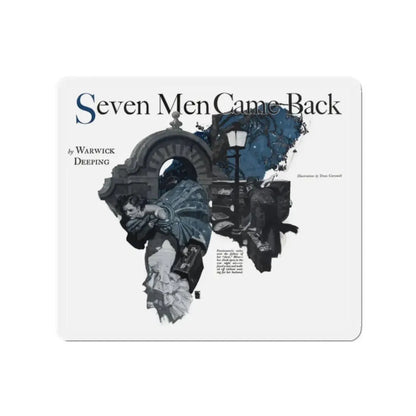 Seven Men Came Back (1), Cosmopolitan, January 1934 (Magazine Illustration) Refrigerator Magnet 2 Inch Die-Cut - The Sticker Space