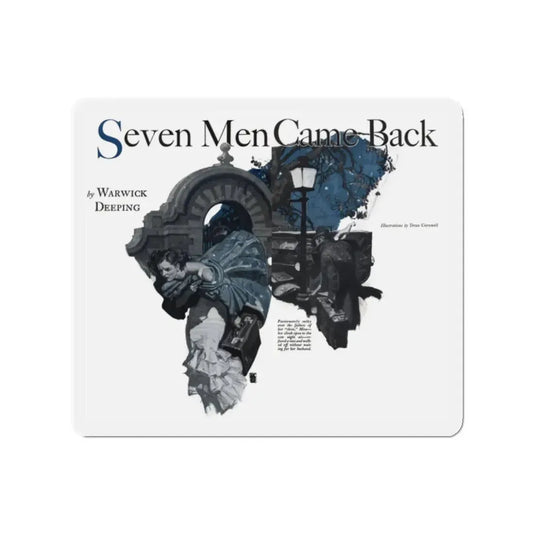 Seven Men Came Back (1), Cosmopolitan, January 1934 (Magazine Illustration) Refrigerator Magnet 2 Inch Die-Cut - The Sticker Space