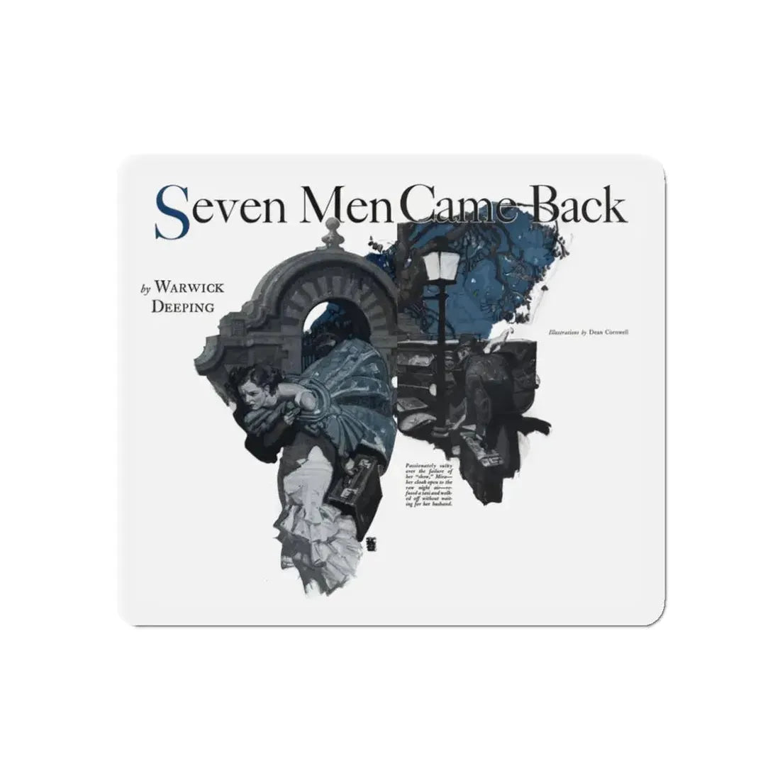 Seven Men Came Back (1), Cosmopolitan, January 1934 (Magazine Illustration) Refrigerator Magnet 3 Inch Die-Cut - The Sticker Space