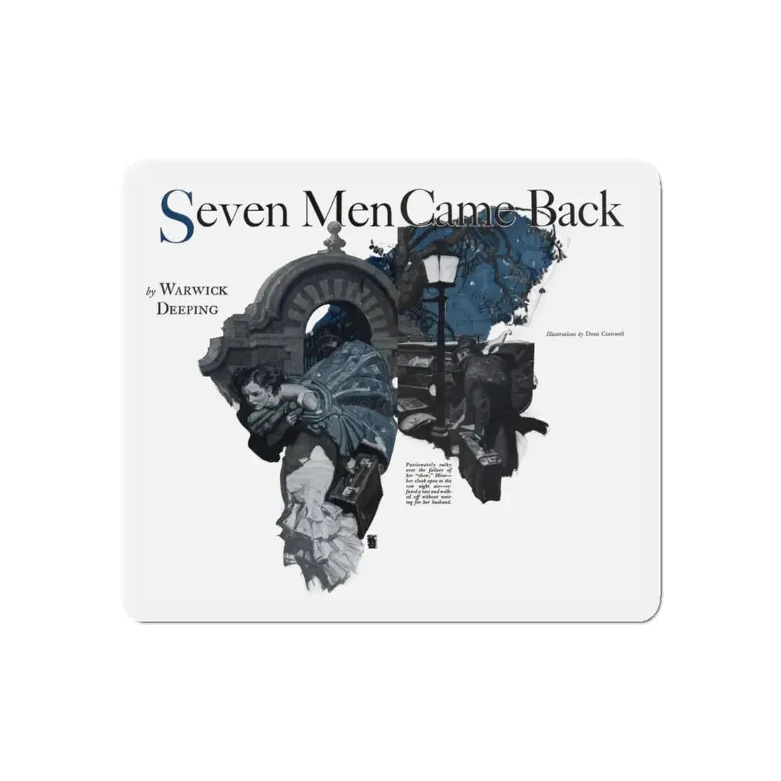 Seven Men Came Back (1), Cosmopolitan, January 1934 (Magazine Illustration) Refrigerator Magnet 4 Inch Die-Cut - The Sticker Space