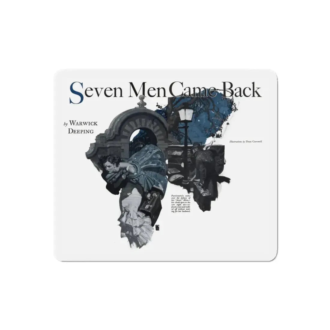 Seven Men Came Back (1), Cosmopolitan, January 1934 (Magazine Illustration) Refrigerator Magnet 5 Inch Die-Cut - The Sticker Space