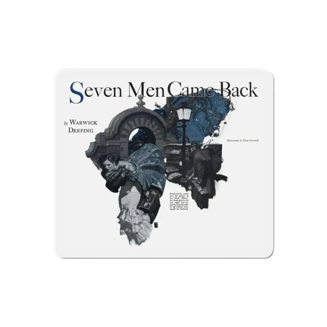 Seven Men Came Back (1), Cosmopolitan, January 1934 (Magazine Illustration) Refrigerator Magnet 6 Inch Die-Cut - The Sticker Space