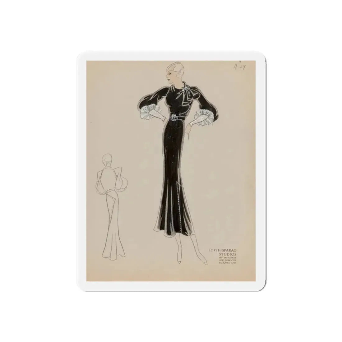 Seven Studio Designs, circa 1930 and 1950 1 (Magazine Illustration) Refrigerator Magnet 3 Inch Die-Cut - The Sticker Space