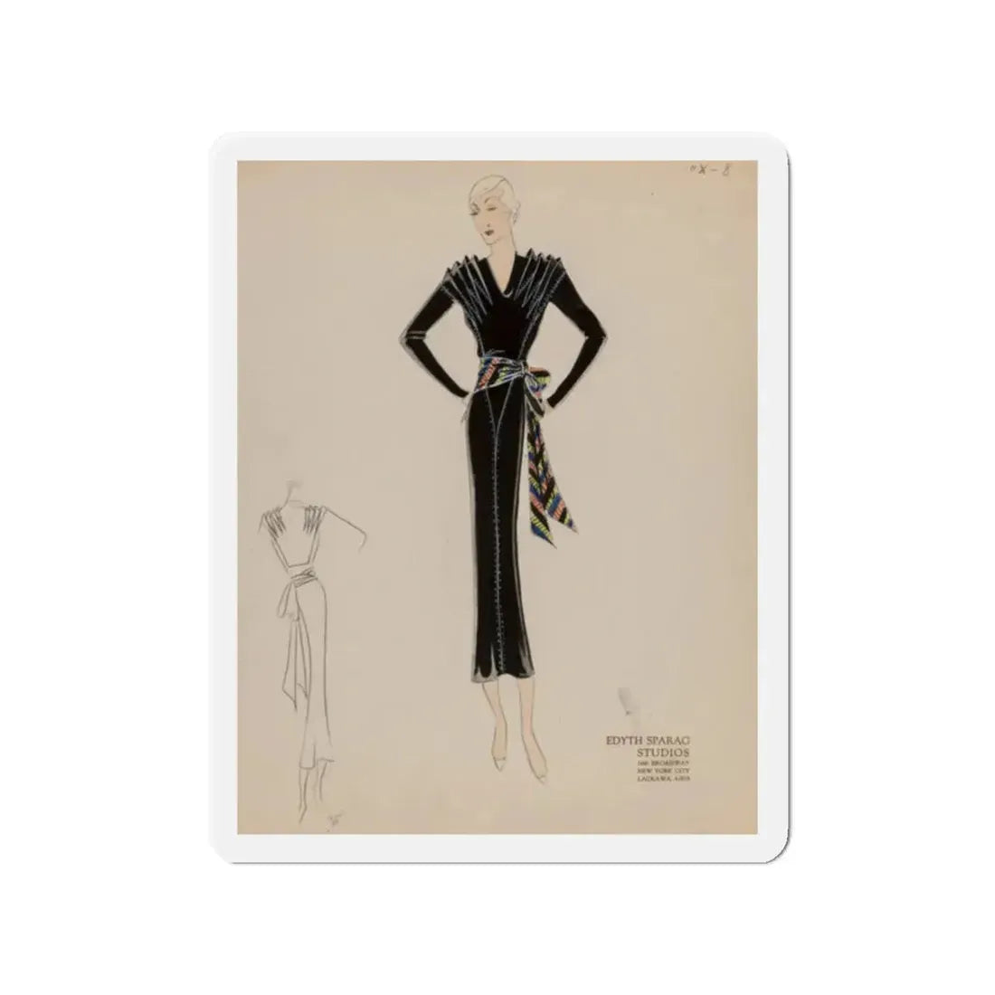 Seven Studio Designs, circa 1930 and 1950 2 (Magazine Illustration) Refrigerator Magnet 2 Inch Die-Cut - The Sticker Space