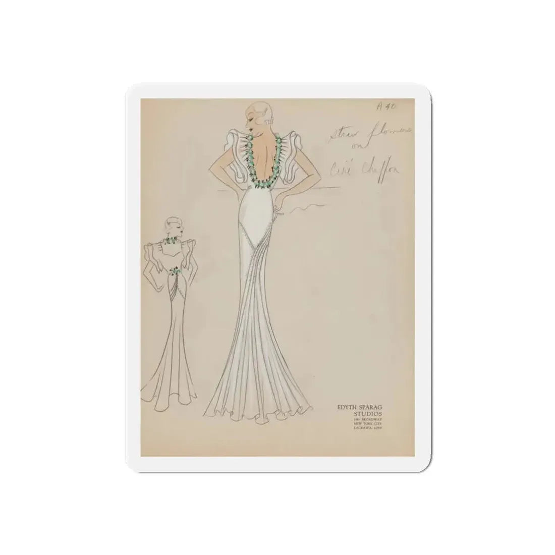 Seven Studio Designs, circa 1930 and 1950 3 (Magazine Illustration) Refrigerator Magnet 3 Inch Die-Cut - The Sticker Space