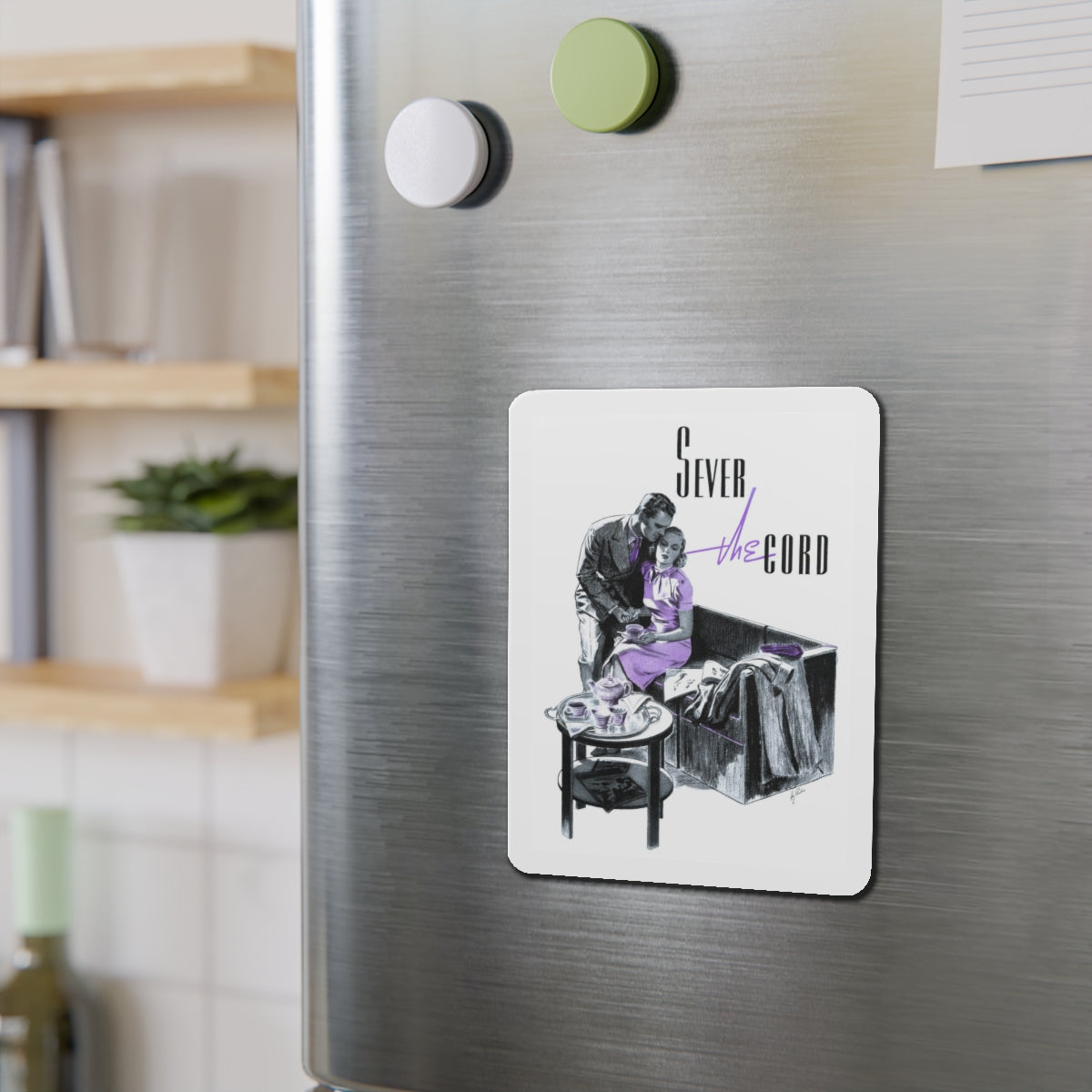 Sever the Cord (Magazine Illustration) Refrigerator Magnet-The Sticker Space