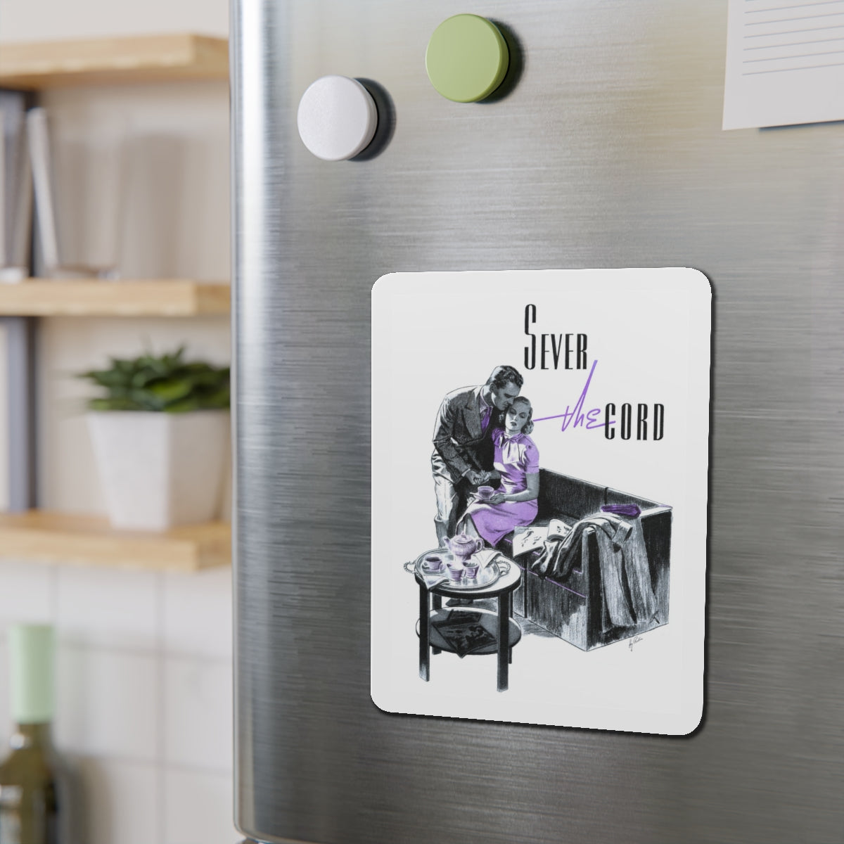 Sever the Cord (Magazine Illustration) Refrigerator Magnet-The Sticker Space