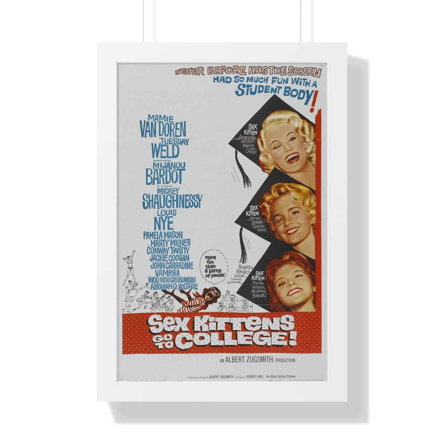 SEX KITTENS GO TO COLLEGE 1960 - Framed Movie Poster-16″ x 24″-The Sticker Space