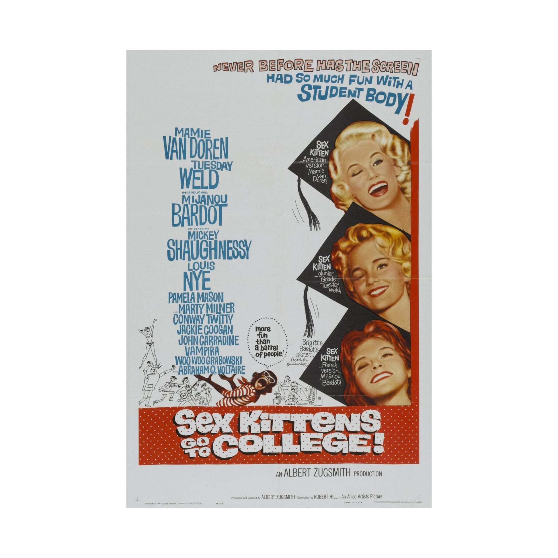 SEX KITTENS GO TO COLLEGE 1960 - Paper Movie Poster-The Sticker Space