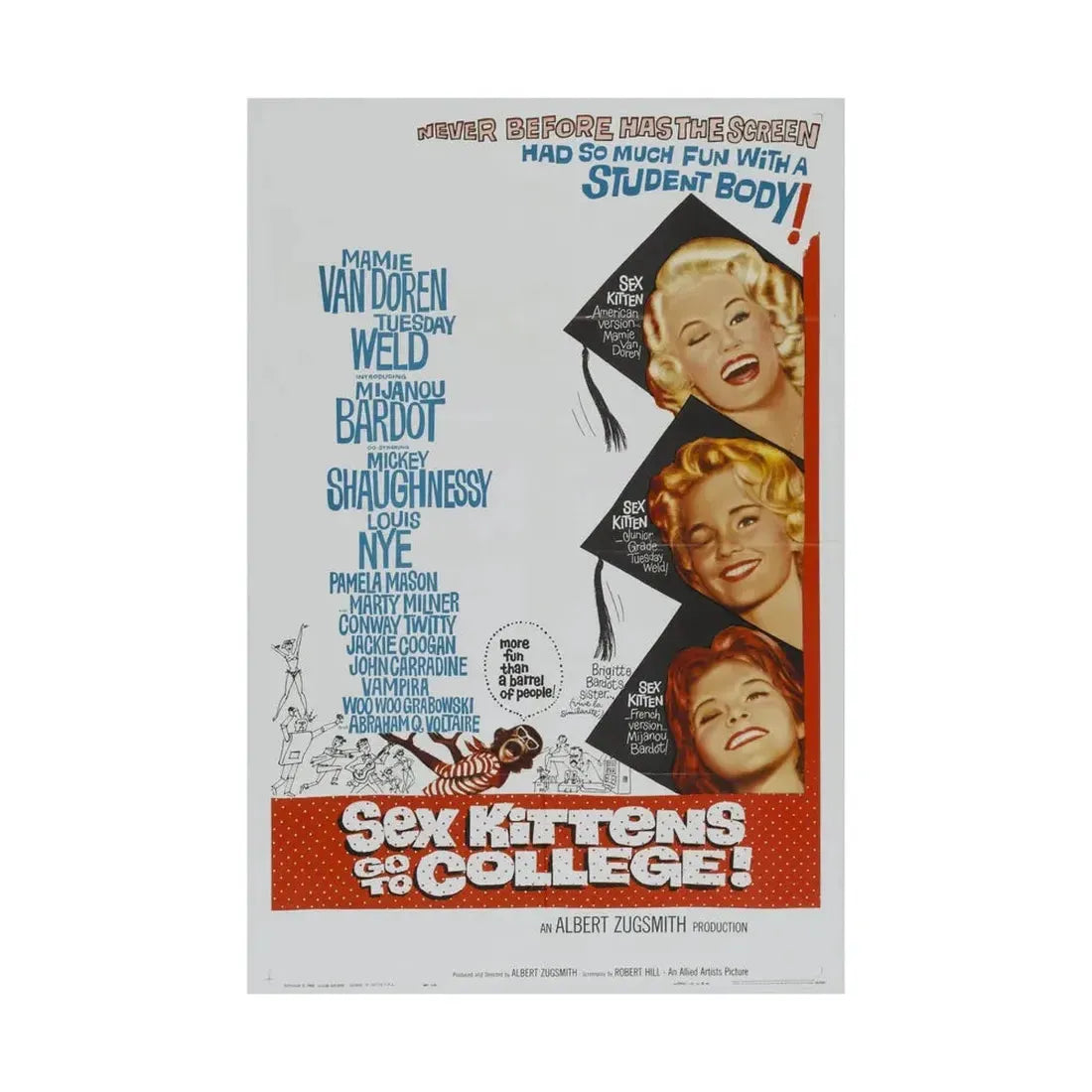 SEX KITTENS GO TO COLLEGE 1960 - Paper Movie Poster - The Sticker Space