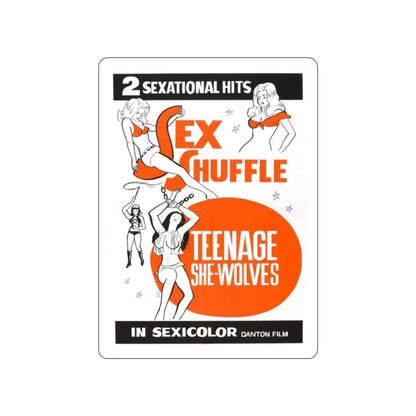 SEX SHUFFLE + TEENAGE SHE WOLVES 1976 Movie Poster STICKER Vinyl Die-Cut Decal 2 Inch - The Sticker Space