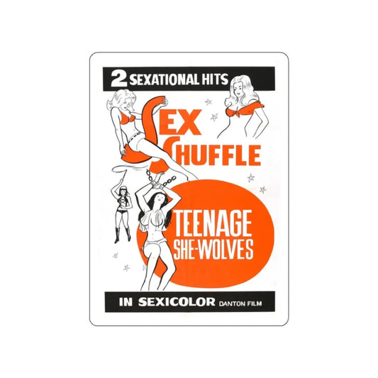 SEX SHUFFLE + TEENAGE SHE WOLVES 1976 Movie Poster STICKER Vinyl Die-Cut Decal 2 Inch - The Sticker Space