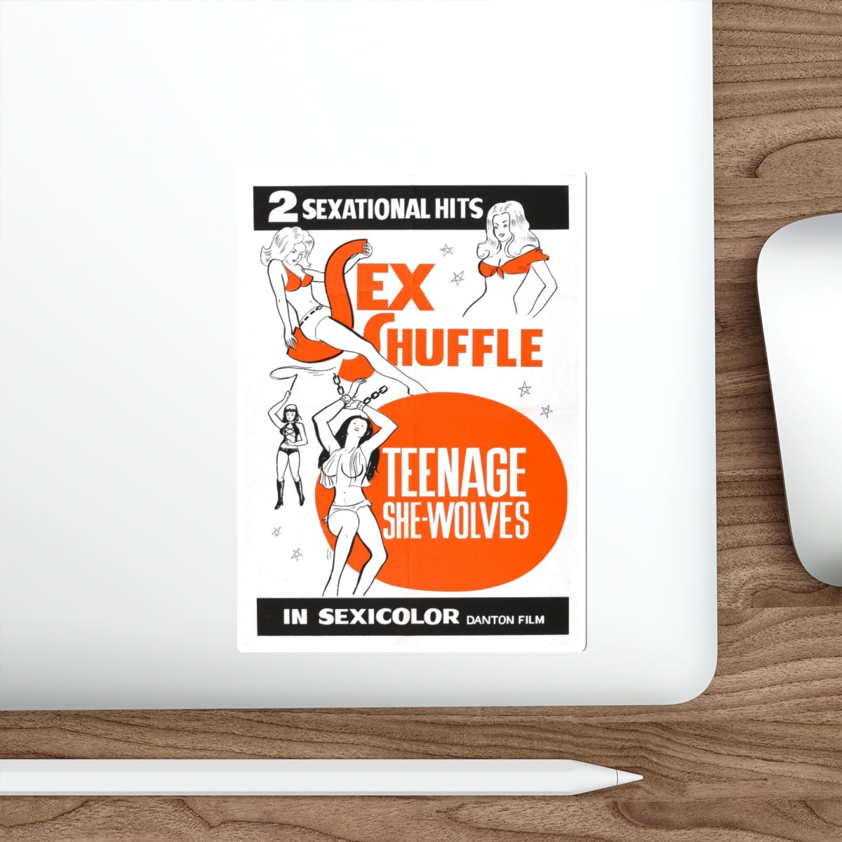 SEX SHUFFLE + TEENAGE SHE WOLVES 1976 Movie Poster STICKER Vinyl Die-Cut Decal-The Sticker Space