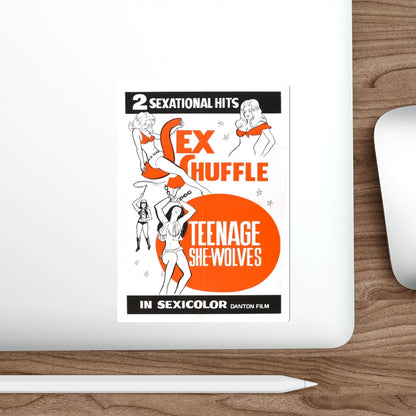 SEX SHUFFLE + TEENAGE SHE WOLVES 1976 Movie Poster STICKER Vinyl Die-Cut Decal-The Sticker Space