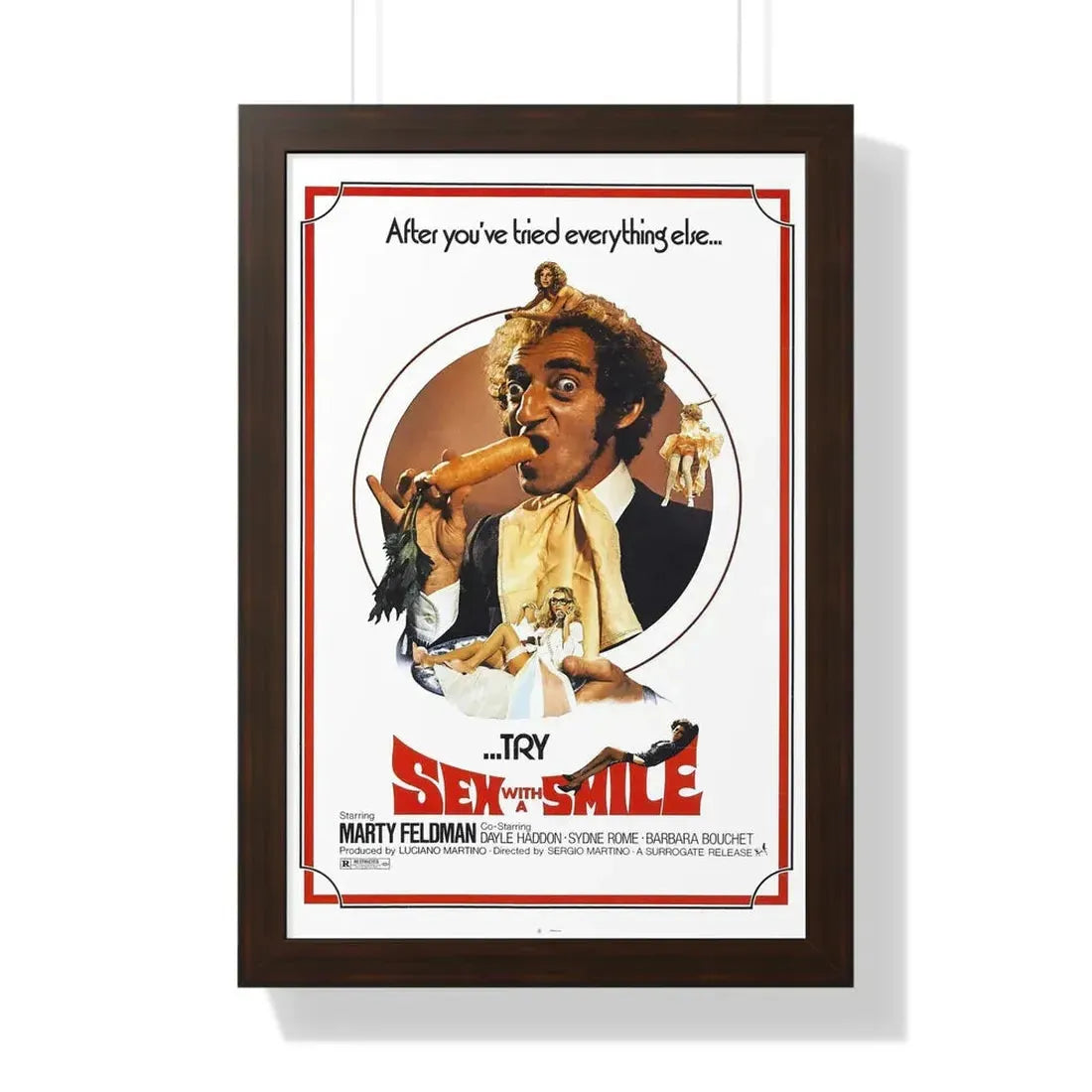 SEX WITH A SMILE 1976 - Framed Movie Poster 16″ x 24″ Walnut - The Sticker Space