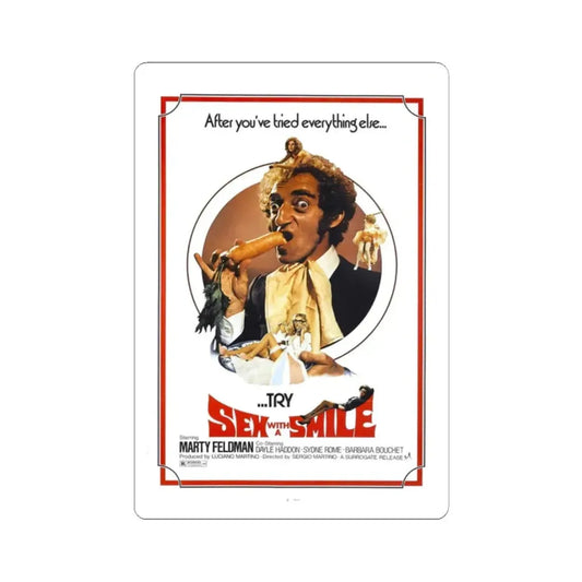 SEX WITH A SMILE 1976 Movie Poster - STICKER Vinyl Kiss-Cut Decal 2 Inch White - The Sticker Space