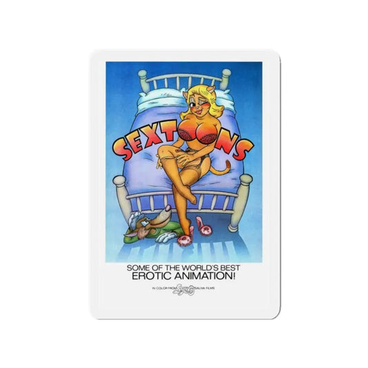 SEXTOONS 1975 Movie Poster - Refrigerator Magnet 2 Inch Die-Cut - The Sticker Space