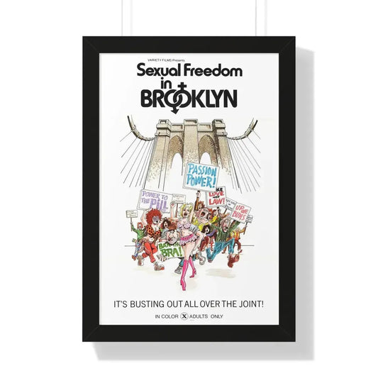 SEXUAL FREEDOM IN BROOKLYN 1975 - Framed Movie Poster 16″ x 24″ Black - The Sticker Space