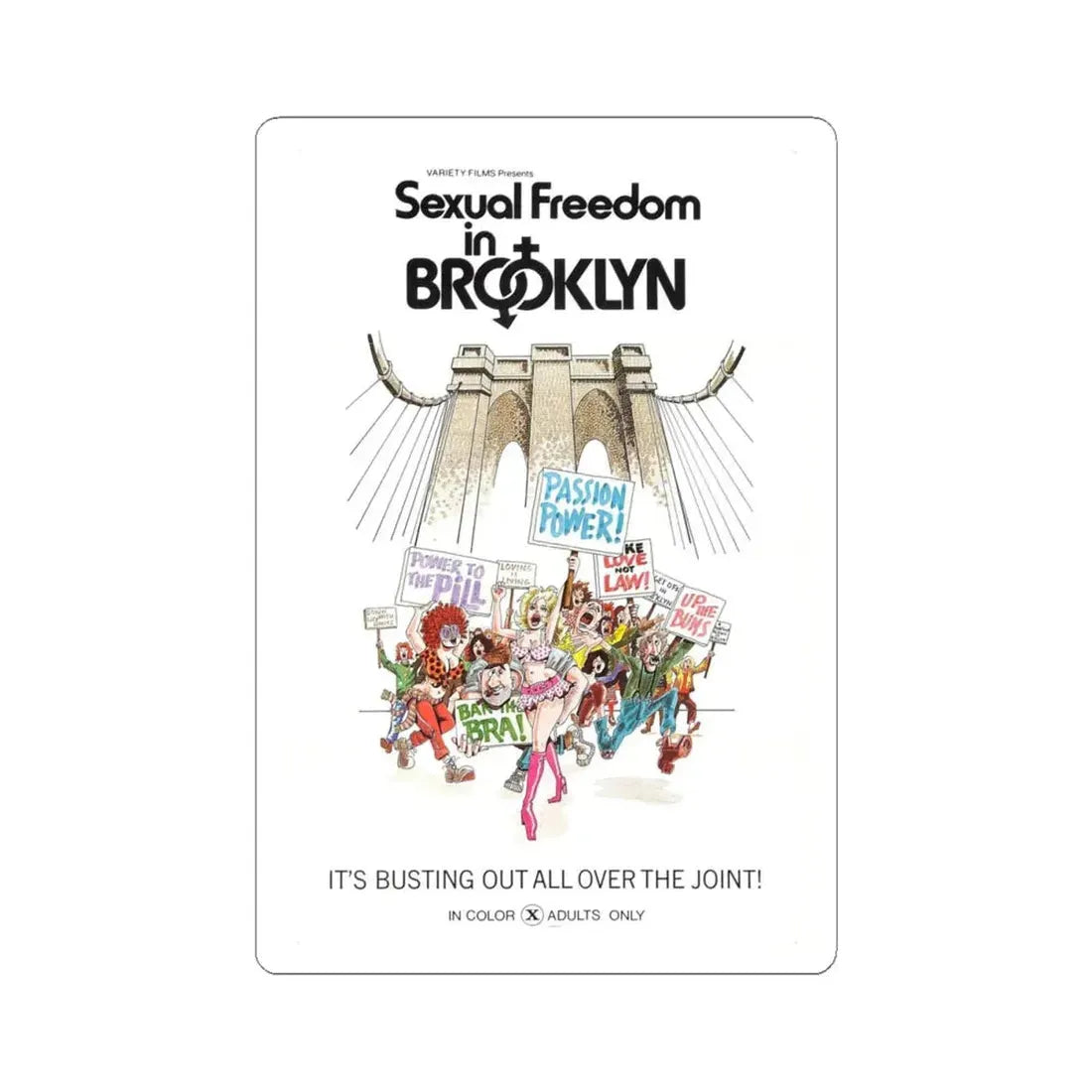 SEXUAL FREEDOM IN BROOKLYN 1975 Movie Poster - STICKER Vinyl Kiss-Cut Decal 4 Inch White - The Sticker Space