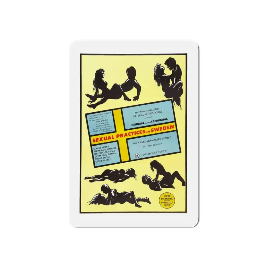 SEXUAL PRACTICES IN SWEDEN 1970 Movie Poster - Refrigerator Magnet 3 Inch Die-Cut - The Sticker Space