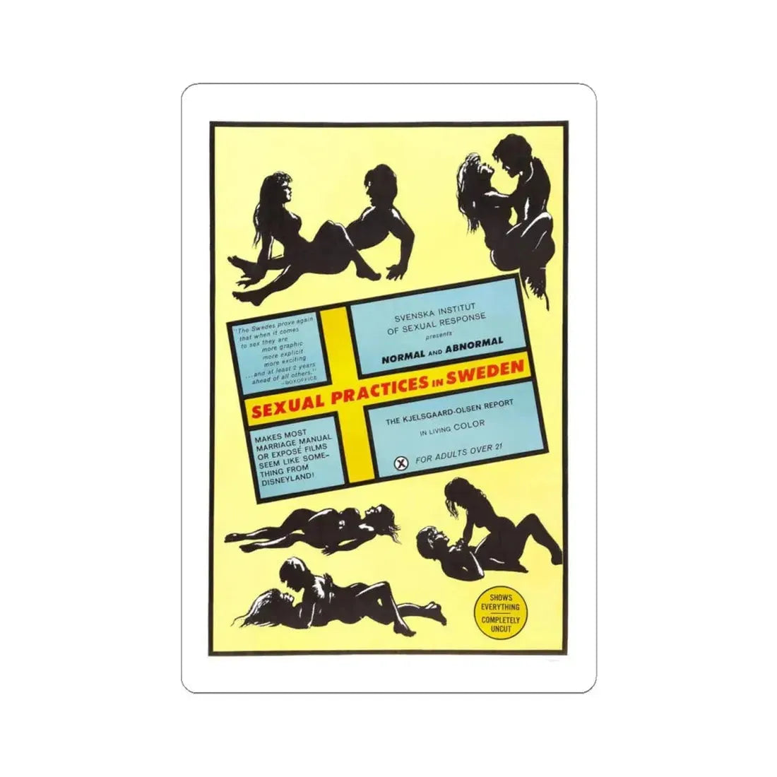 SEXUAL PRACTICES IN SWEDEN 1970 Movie Poster - STICKER Vinyl Kiss-Cut Decal 4 Inch White - The Sticker Space