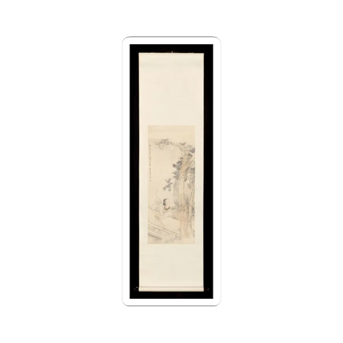 Sha Fu - Woman lost in thought beneath a wutong tree - late 19th or early 20th v2 - STICKER Vinyl Kiss-Cut Decal