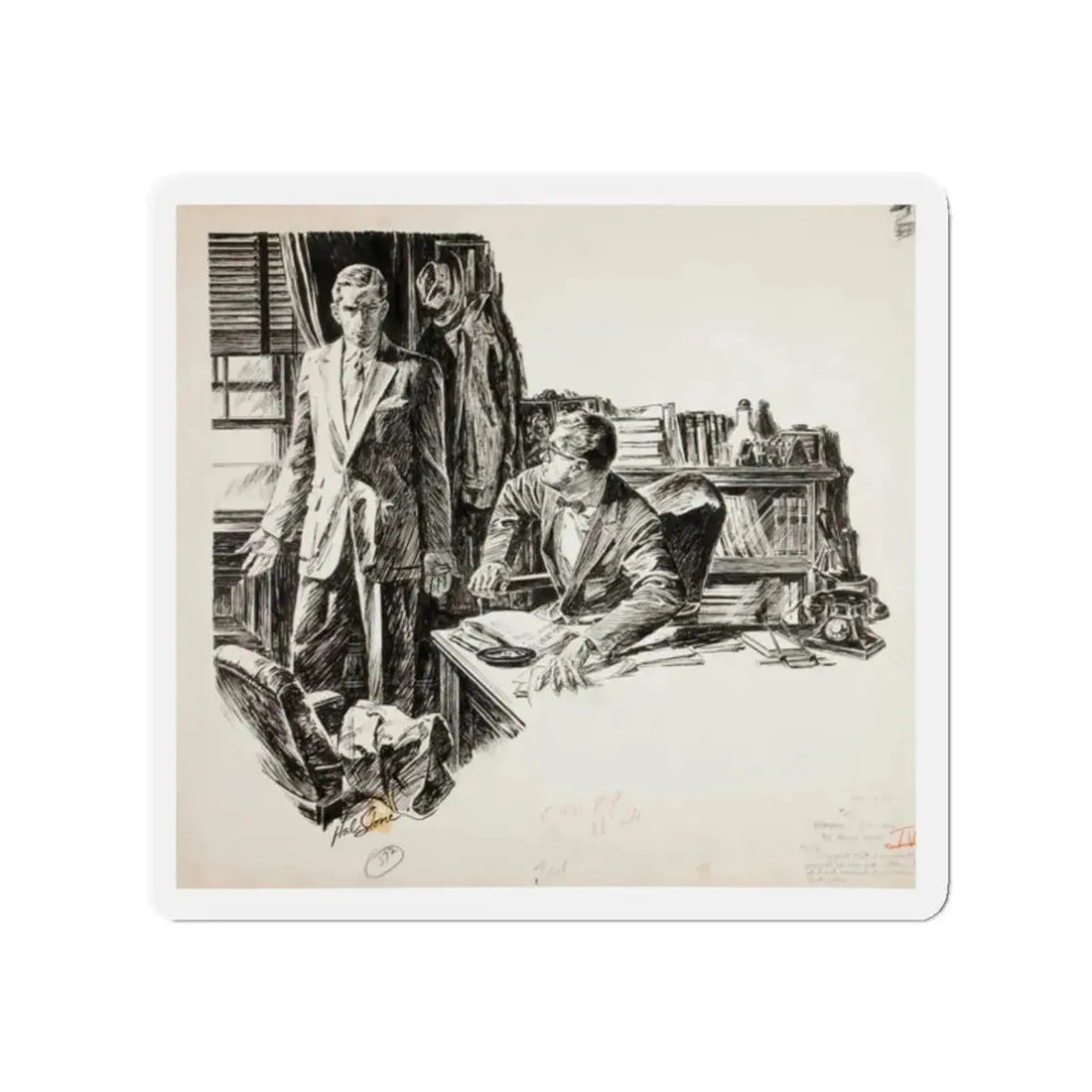 Shadow of a Lady Magazine Illustration (1957) (Magazine Illustration) Refrigerator Magnet 2 Inch Die-Cut - The Sticker Space