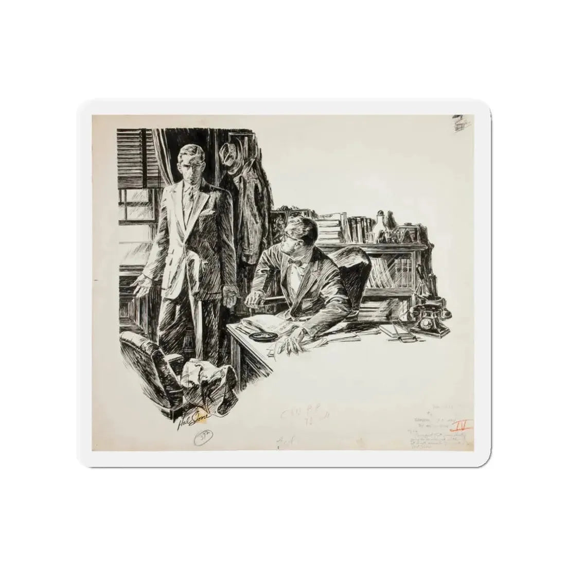 Shadow of a Lady Magazine Illustration (1957) (Magazine Illustration) Refrigerator Magnet 3 Inch Die-Cut - The Sticker Space