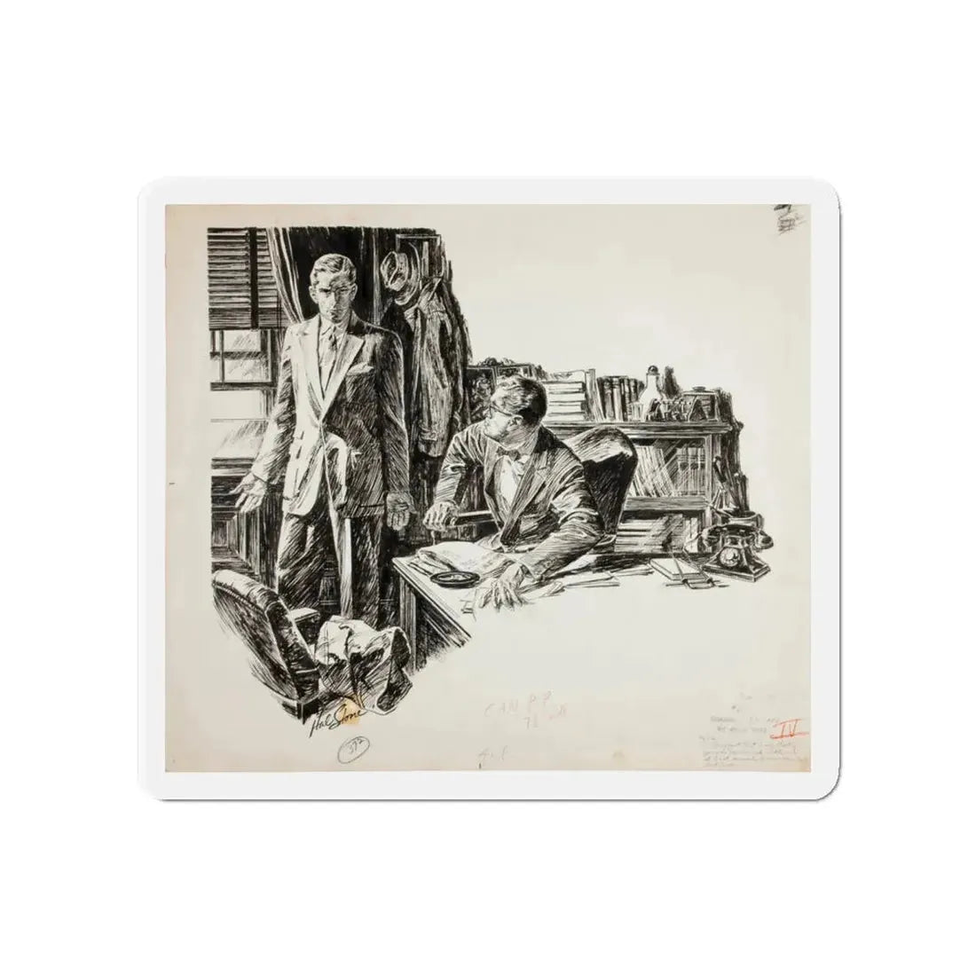 Shadow of a Lady Magazine Illustration (1957) (Magazine Illustration) Refrigerator Magnet 4 Inch Die-Cut - The Sticker Space