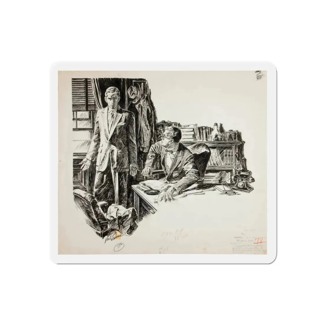 Shadow of a Lady Magazine Illustration (1957) (Magazine Illustration) Refrigerator Magnet 6 Inch Die-Cut - The Sticker Space