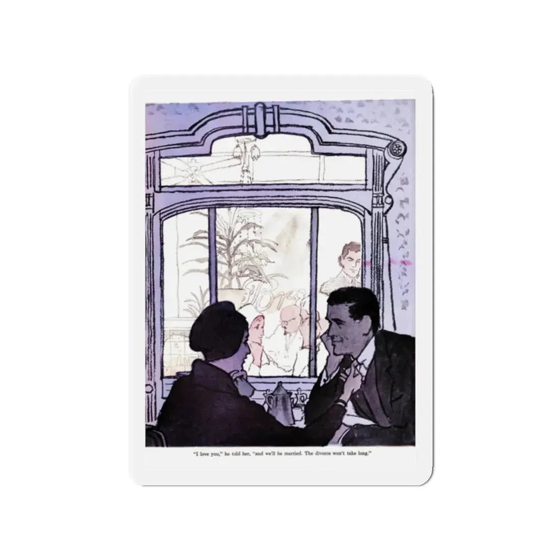 Shadow of Guilt, Cosmopolitan, April 1959 (Magazine Illustration) Refrigerator Magnet 2 Inch Die-Cut - The Sticker Space