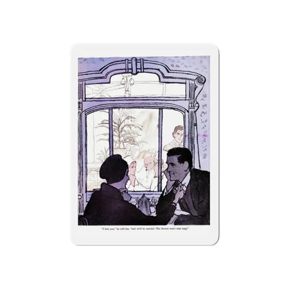 Shadow of Guilt, Cosmopolitan, April 1959 (Magazine Illustration) Refrigerator Magnet 3 Inch Die-Cut - The Sticker Space