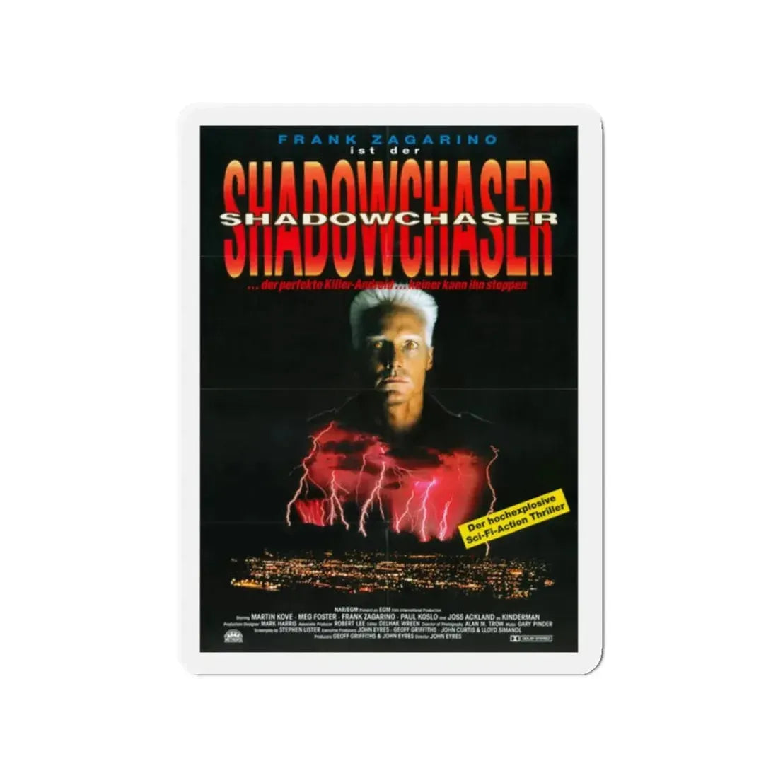 SHADOWCHASER 1992 Movie Poster - Refrigerator Magnet 2" x 2" Die-Cut 1 pc - The Sticker Space
