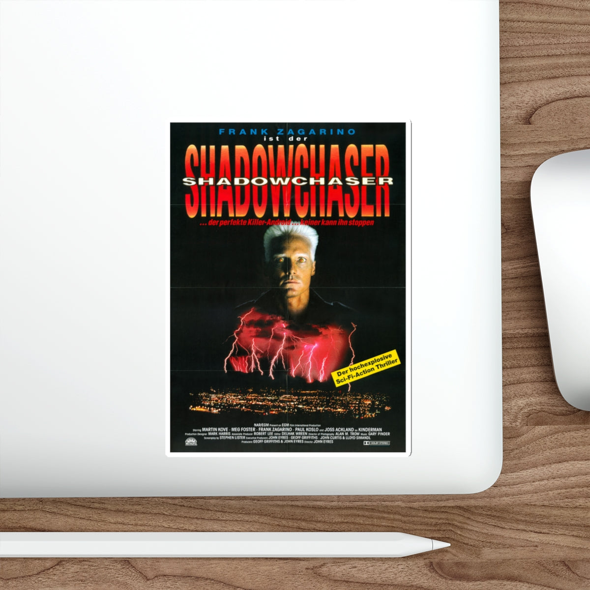 SHADOWCHASER 1992 Movie Poster STICKER Vinyl Die-Cut Decal-The Sticker Space