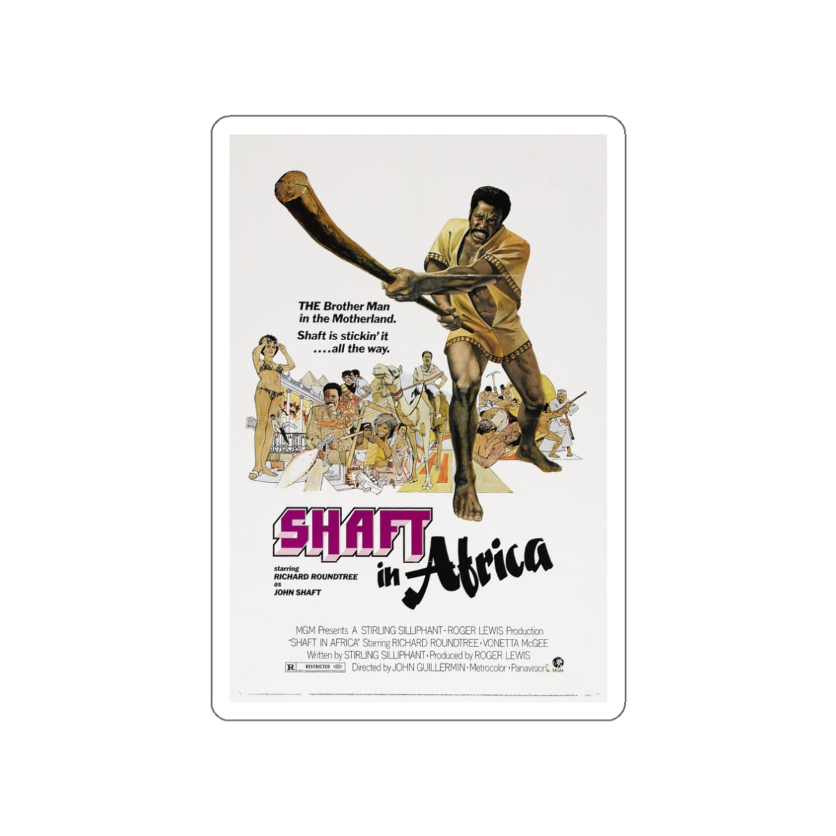 SHAFT IN AFRICA 1973 Movie Poster STICKER Vinyl Die-Cut Decal-White-The Sticker Space