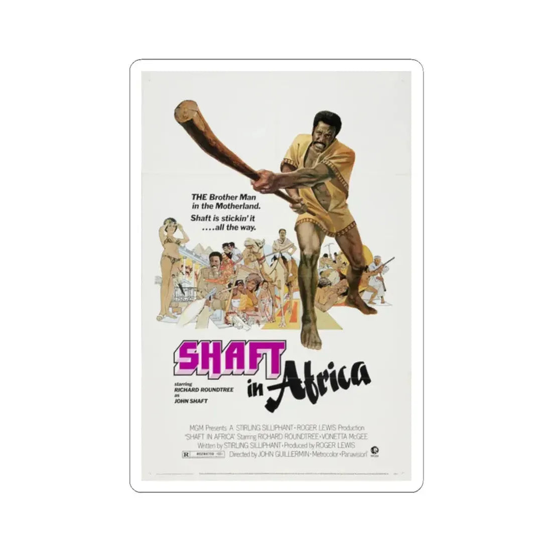 Shaft in Africa 1973 Movie Poster - STICKER Vinyl Kiss-Cut Decal 2 Inch White - The Sticker Space