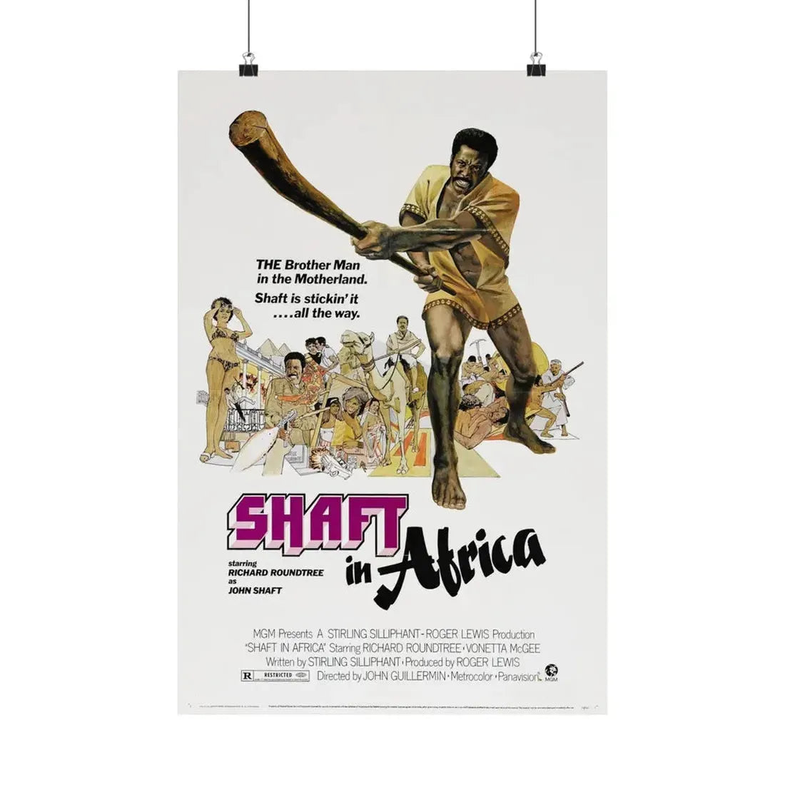 SHAFT IN AFRICA 1973 - Paper Movie Poster 16″ x 24″ Matte - The Sticker Space