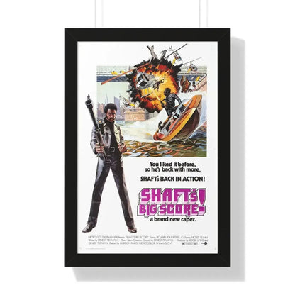 SHAFT'S BIG SCORE! 1972 - Framed Movie Poster 16″ x 24″ Black - The Sticker Space