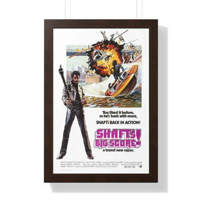 SHAFT'S BIG SCORE! 1972 - Framed Movie Poster 16″ x 24″ Walnut - The Sticker Space