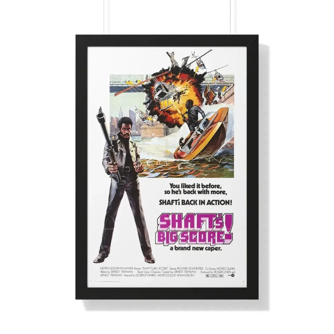 SHAFT'S BIG SCORE! 1972 - Framed Movie Poster 20" x 30" Black - The Sticker Space