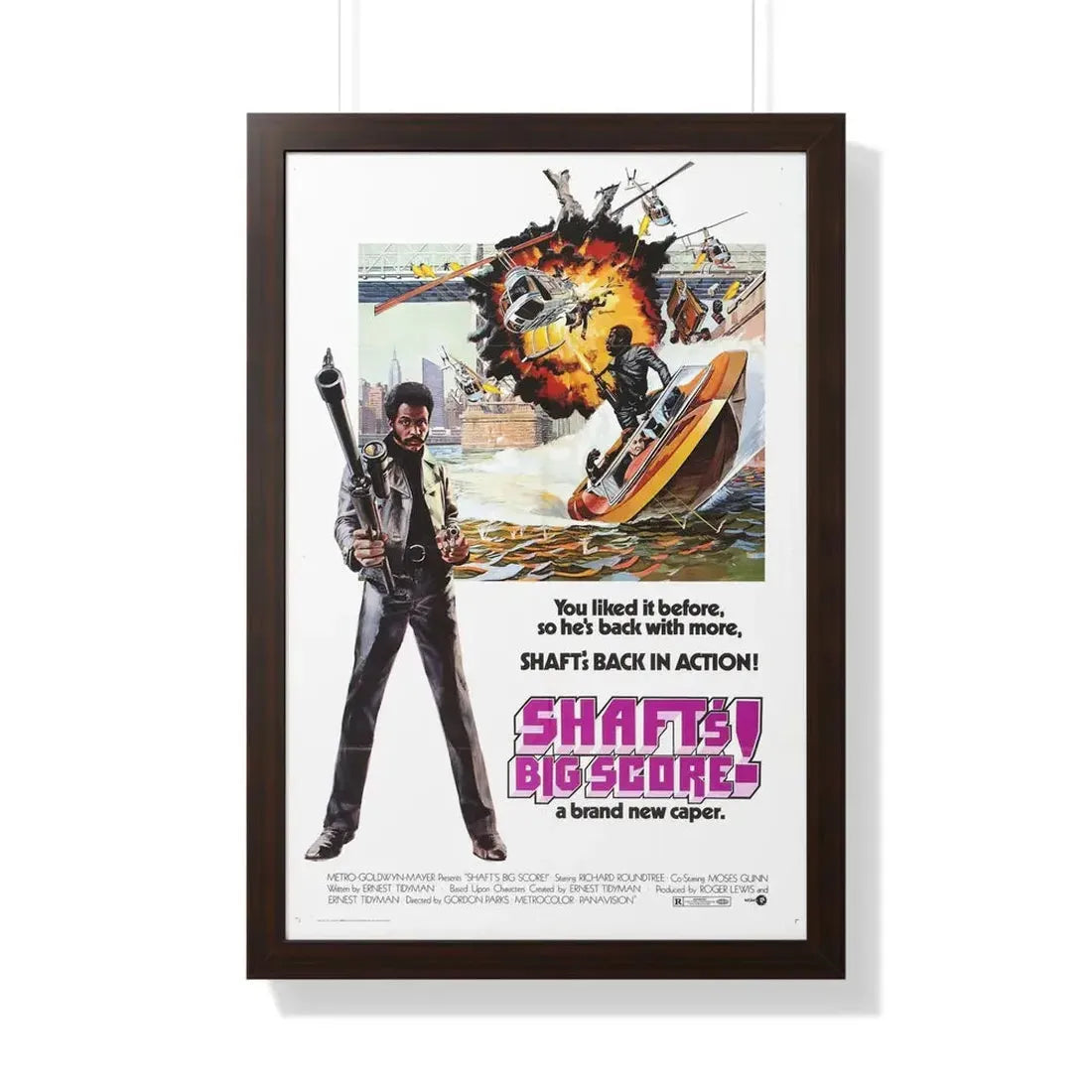 SHAFT'S BIG SCORE! 1972 - Framed Movie Poster 20" x 30" Walnut - The Sticker Space