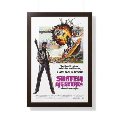 SHAFT'S BIG SCORE! 1972 - Framed Movie Poster 20" x 30" Walnut - The Sticker Space