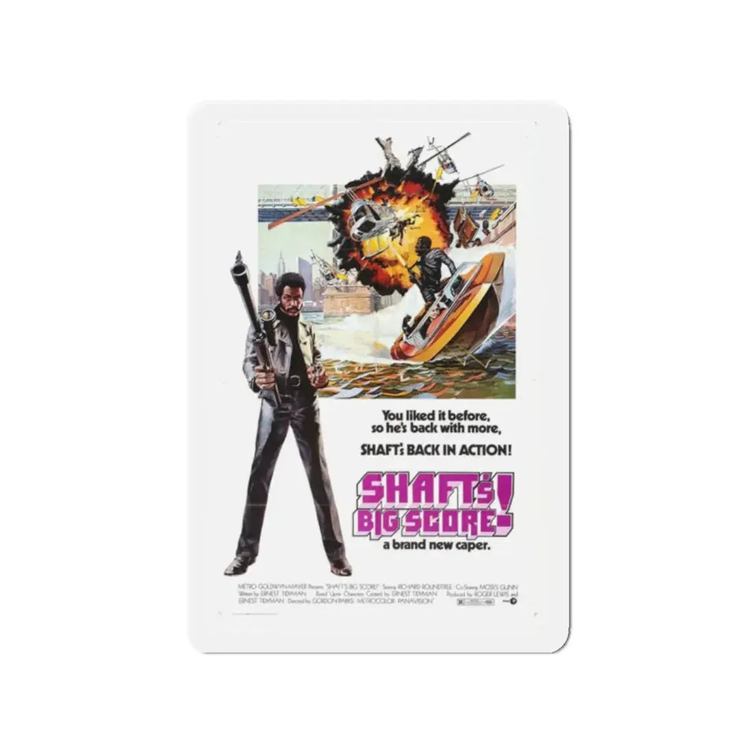 SHAFT'S BIG SCORE! 1972 Movie Poster - Refrigerator Magnet 2 Inch Die-Cut - The Sticker Space