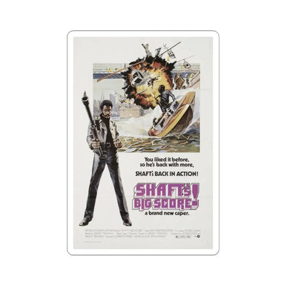 Shaft's Big Score! 1972 Movie Poster - STICKER Vinyl Kiss-Cut Decal 4 Inch White - The Sticker Space